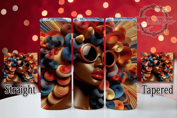 3D Afro American Woman Tumbler Wrap – A Stylish Digital Design for Modern Drinkware Projects