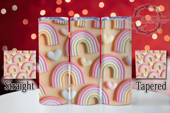 3D Boho Rainbow Heart Tumbler: A Splash of Color for Creative Drinkware Design