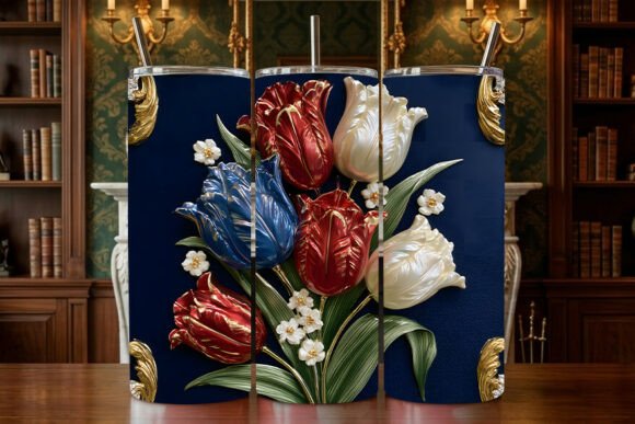 3D Elegant Tulips 20oz Tumbler Wrap – A Creative Design Solution