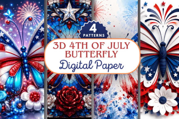 3D Fourth of July Butterfly Digital Paper: A Creative Design Resource