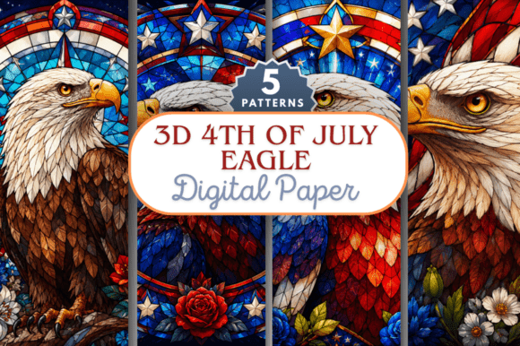 3D Fourth of July Eagle Digital Paper