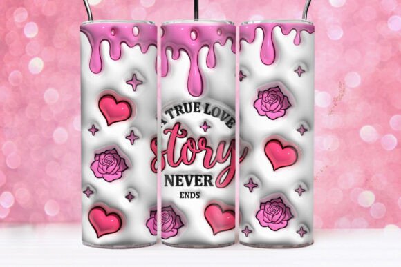 3D Inflated a True Love Story Tumbler: Design Integration for Creative and Commercial Use
