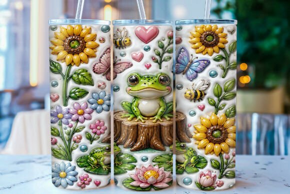 3D Inflated Frog 20oz Tumbler Wrap PNG: A Delightful Design for Nature Lovers and Sublimation Enthusiasts