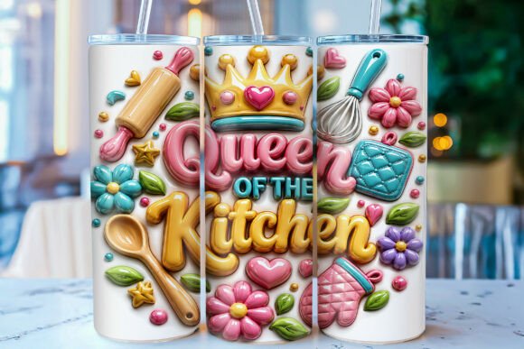 3D Inflated Queen of the Kitchen Tumbler: A Royal Touch for Every Kitchen Enthusiast