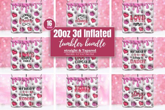 3D Inflated Valentine Day Tumbler Bundle