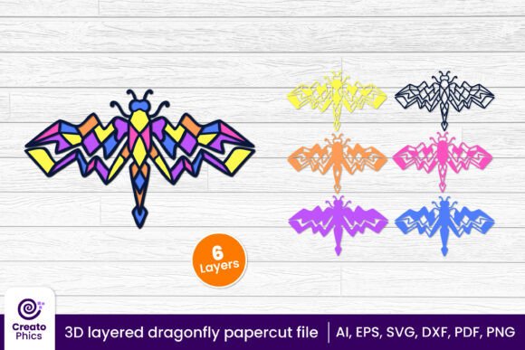 3D Layered Dragonfly Papercut Insect SVG3: Elevating Craft Projects with Precision and Artistry