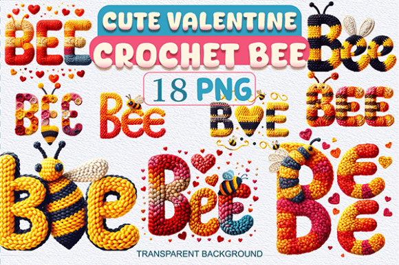 Cozy 3D Crochet Bee Valentine Bundle PNG: A Must-Have for Creative Entrepreneurs and Design Professionals
