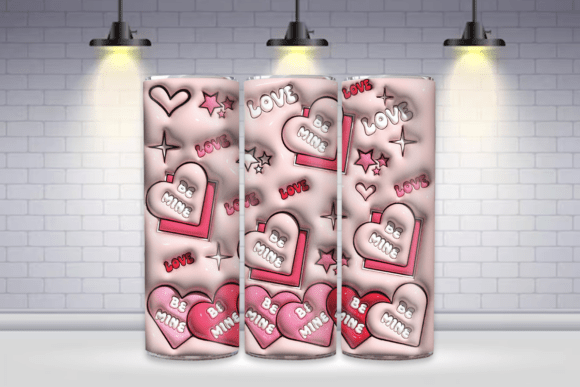 Custom 3D Inflated Glitter Love Valentin Design for 20oz Tumbler Wraps