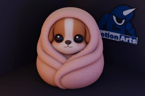 Cute Curled-Up Puppy 3D Model for 3D Print: A Study in Comfort and Design
