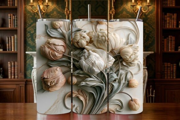 Elegant 3D Floral Bas-Relief Tumbler: A Creative Catalyst for Custom Design and Entrepreneurial Growth