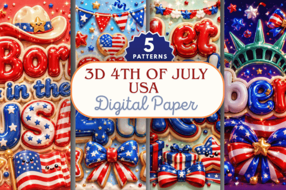 Elevate Your Creative Projects with the 3D Fourth of July USA Digital Paper Bund