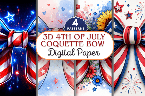 Elevate Your Designs with the 3D Fourth of July Coquette Bow Pattern