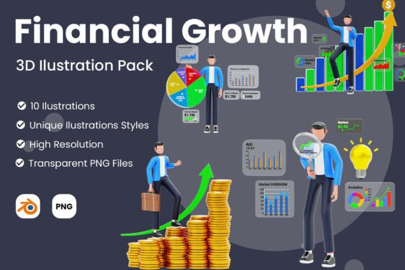 Financial Growth 3D Illustration Pack