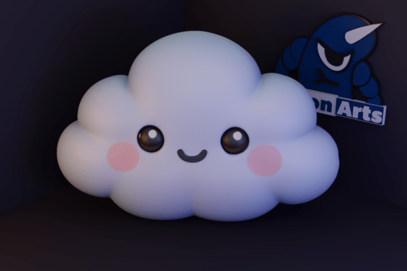 Fluffy Cartoon Cloud 3D Model for Easy 3D Printing