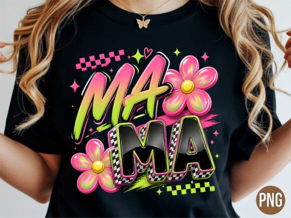 Groovy 3D Mama Flower Checkerboard PNG – A Versatile Digital Design for Creative Projects