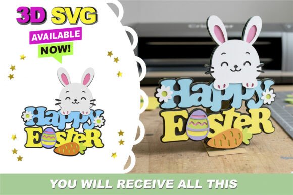 Happy Easter Bunny Cake Topper 3D SVG – Creative Possibilities for Every Occasion