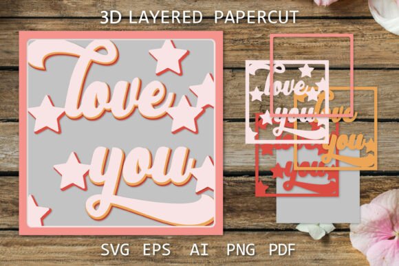 Love You Card SVG: Retro Design Layered for Creative Paper Crafting