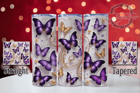 Purple 3D Butterfly Elegance Tumbler Design