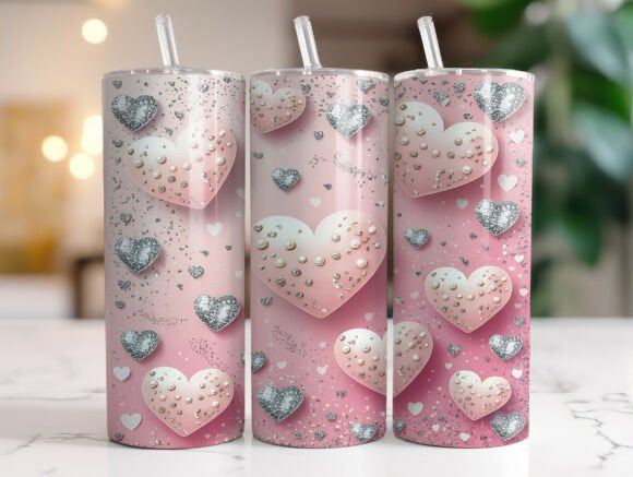 The Rise of Digital Design in Merchandising: Exploring the Pink 3D Valentine Hearts 20oz Tumbler Wrap